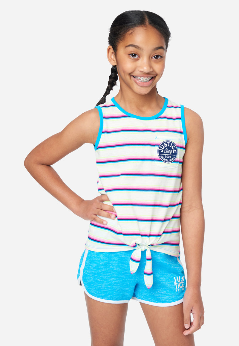 Tie Front Graphic Ringer Tank
