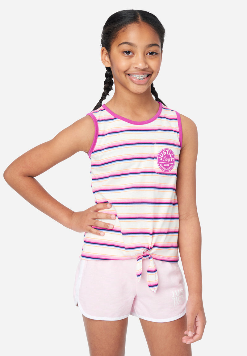 Tie Front Graphic Ringer Tank