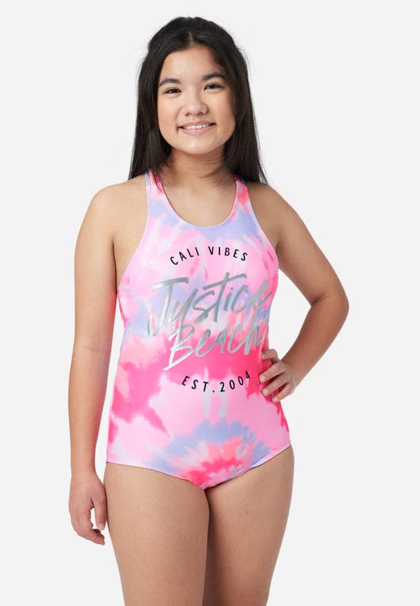 Justice Girls Sport Shine Bikini Swimsuit Size L (12-14) NEW UPF 50+